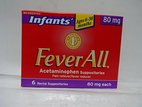 Infants' FeverAll Acetaminophen Pain Reliever and Fever Reducer Rectal Suppositories 6ct (1 Box Only)
