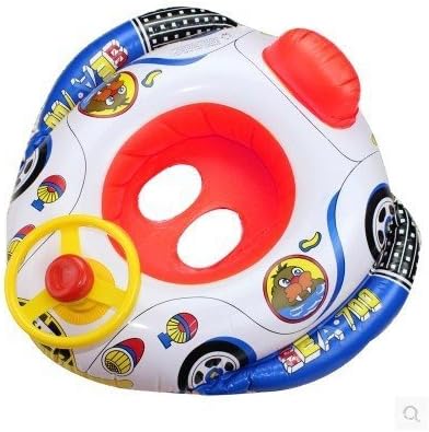 QWG PVC inflatable steering wheel with Horn children's inflatable swimming ring baby car seat