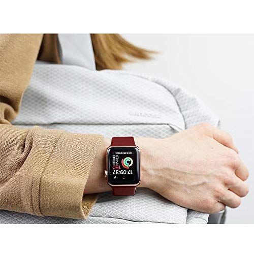 AdMaster Compatible for Silicone Apple Watch Band and Replacement for Sport iwatch Accessories Bands Series 3 2 1 Wine Red 42mm M/L