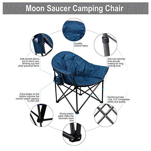 ALPHA CAMP Oversized Camping Chairs Padded Moon Club Chair Portable