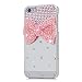 Mavis's Diary iPhone SE Case, iPhone 5S Case, iPhone 5 Case Bling Cute Pink Bow Clear 3D Handmade Hard PC Case with Lovely Pink Sparkle Crystal Glitter Rhinestone Diamond Cover with Cleaning Cloth