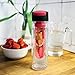 Savvy Infusion Flip Top Fruit Infuser Water Bottle - Unique Leak Proof Lid for Hikes, Outdoors - Dishwasher Safe Made with Tritan Shatter Proof Plastic - Great Gifts for Women - 24 Ounces Pink