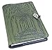Genuine Leather Refillable Journal Cover with a Hardbound Blank Insert, 6x9 Inches, Avenue of Trees, Fern Color with Pewter Button, Made in The USA by Oberon Design