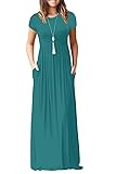 EUOVMY Maxi Dress for Women Loose Plain Crewneck