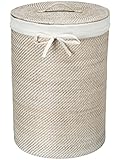 KOUBOO 1030040 Round Rattan White Wash Hamper with