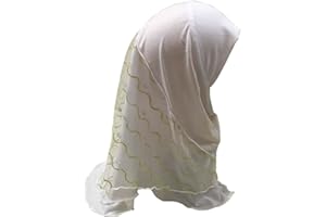 JOIZPAPA Muslim Hijab for Girls Lace Islamic Arab Head Wrap Scarf Shawls One Piece Hijabs Hair Cap for Kids Age 2-7