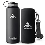 40 oz Stainless Steel Water Bottle, Fnova Flask Insulated Double Walled Vacuum Thermos, Wide Mouth bouns Protective Pouch/Carry Cover, BPA-Free, Cold 24 Hrs / Hot 12 Hrs