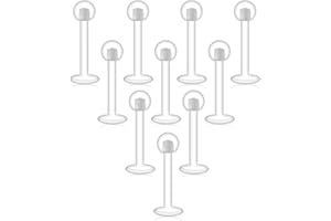 D.Bella Clear Cartilage Earring-16pcs 16G Clear Acrylic Bioflex Tragus Retainer Lip Rings Nose Studs Labret Ear Helix Earring Clear 6mm/8mm/10mm/12mm