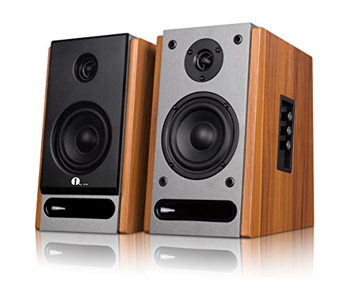 1byone powered bluetooth classic bookshelf speaker with…