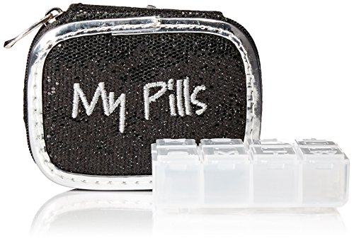 Miamica Case My Pills Packing Organizer, Black Glitter - Thumbnail 4