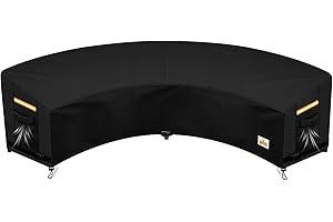 CLAWSCOVER 6-8 Seater Curved Outdoor Patio Sectional Couch Covers Heavy Duty Waterproof Anti-UV 600D Weatherproof Outside Sofa Chair Furniture Set Cover, with Security Buckles-190"/128"Lx36"Wx39"/24"H
