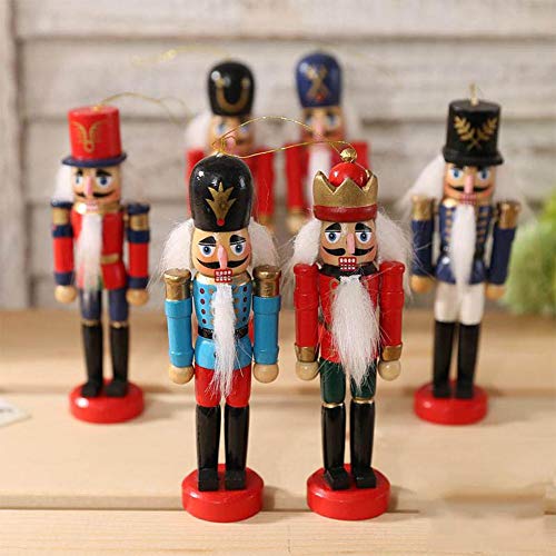 Per Newly 6PCS Wooden Soldier Christmas Nutcracker Puppet Doll Set Decoration Figurine Gift Box Ornament Decorative Toys Set - Thumbnail 4