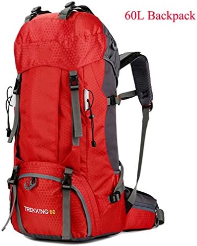 KEXKL 60L Waterproof Climbing Hiking Backpack Rain Cover Bag 50L Camping Mountaineering Backpack Red 60L