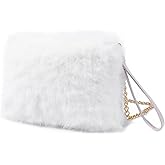 ZOSCGJMY Evening Faux Fur Handbags for Women Furry Fluffy Fuzzy Bags Purse Crossbody Shoulder Strap