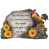 Decorative Rooster on Fence Desktop Plaque Figurine for Religious and Spiritual Rustic Country Decor As Christian Decorations with Bible Verse As Inspirational Mother's Day Gifts for Mom