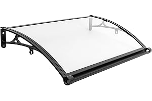 KAICHENYT Window Door Awning Canopy 40Inch x 24Inch Polycarbonate Awning for Door Entrance with Aluminum Alloy Bracket Transparent Window Awnings Exterior for UV,Rain,Snow Protection (Clear)