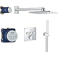 GROHE Grohtherm SmartControl – Concealed Thermostatic Push Button Shower Set (SmartActive Cube 310mm Head Shower 2 Sprays, Hand Shower 1 Spray, Hose 1.5m, Turn for Volume Adjustment), Chrome, 34706000