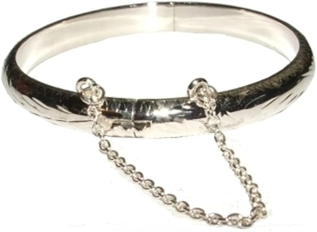 silver christening bangle engraved