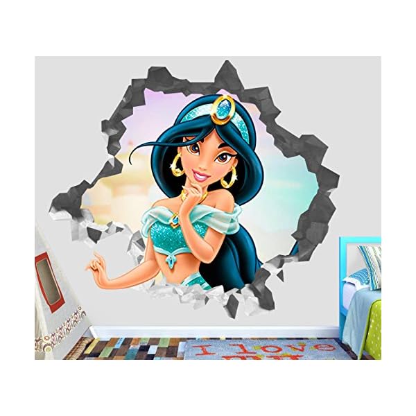 Princess Jasmine Wall Decal Smashed 3D Sticker Vinyl Decor Mural Disney