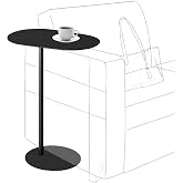 C-Shaped Side Table Iron End Table Slide Under Sofa(Black，High-24.8in/63cm) | for Couch Sofa and Bed, Small Metal Black Side Tables for Living Room Bedroom