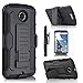 STAR Dual Layer Hybird Case with Kickstand, Locking Belt Swivel Clip and Screen Protector for Nexus 6 - Black