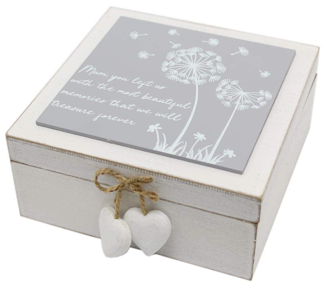 Carousel Home and Gifts White Wooden Bereavement Keepsake In Loving Memory Box ~ Mum