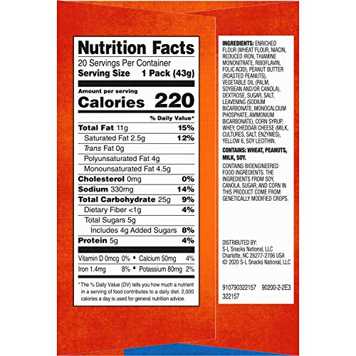 Lance Sandwich Crackers, Toasty and Toastchee Peanut Butter, 40 Ct