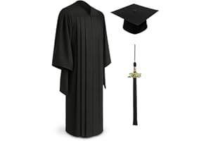 CLERKMANS Unisex Classic Masters Graduation Gown, Cap & Tassel with Year Date Package