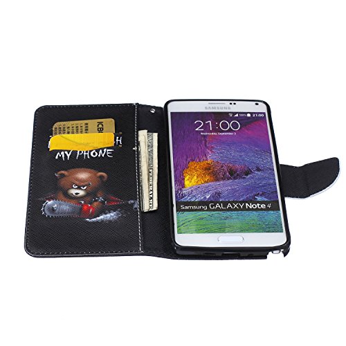 image for Galaxy Note 4 Case, Firefish Note 4 Case Leather wallet [Kickstand] [B
