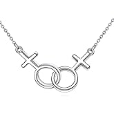 SDOPIR Lesbian Necklace Sterling Silver Gay & Lesbian Symbol LGBT Lesbian Pride Pendant Necklace for Couples Jewelry Gifts