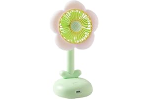 Desk Fan for Office, Flower Small Desktop Fan Cooling, USB Rechargeable Air Circulator 2-Speed for Dorm Bedroom Office School