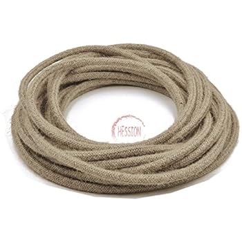 HESSION 32.8ft 18/2 Round Electric Rope Light Cord, Antique Industrial Electrical Wire,Natural Hemp Rope Covered Wire Vintage Style Lamp Cord Strands