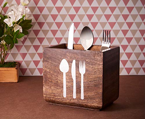 Christmas Gifts Wooden Utensil Cutlery Holder Caddy Flatware and Silverware Organizer Spoons, Forks, Knifes and Napkin Supplies