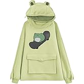 RGOSME Frog Hoodie Teen Girls Cute Oversized Graphic Hoodies Women Sweatshirt Cosplay Costume Pullover Tops