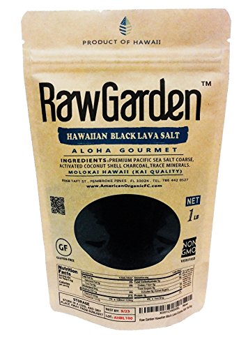 Raw garden hawaiian black lava coarse salt 1 lb bag