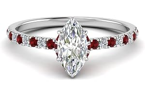 JewelryGift Choose Your Gemstone Marquise Shape 925 Sterling Silver Halo Engagement Rings Hidden Halo Petite Diamond CZ Ring Lightweight Office Wear Gift Jewelry for Women : US Size Size 4 to 12