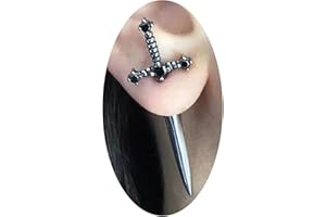 RRDAILY Vintage Gothic Sword Earrings Rhinestone Crystal Dagger Earrings Punk Style Sword Dangle Earrings Costumes Festival Jewelry for Women and Men