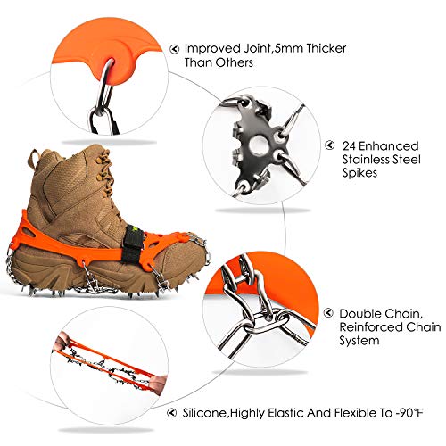 image for EnergeticSky 24 Spikes Crampons Ice Cleats Traction Snow Grips for Boo