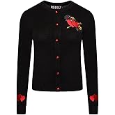 Ro Rox Heart Cardigan Leana Rockabilly Embroidery Knitted Long Sleeve