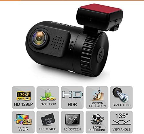 KINGMAK Mini 0805 Dash CamWorld's Smallest Dashcam W/ Screen Amba A7LA50 Chip Full HD 1296P(Upgraded Mini 0803) Car Video Recorder,Dvr Car Camera with GPS Logger