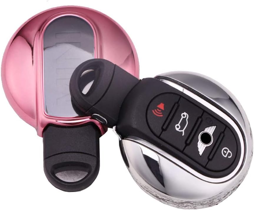 ontto Keycase Premium Soft TPU Full Protection Smart Key Fob Shell Case Key Rings Keychains for Mini Cooper ONE S JCW F54 F55 F56 F57 F60 Pink - Image 3