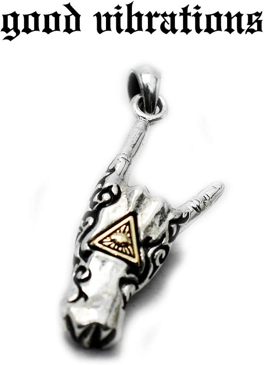 Amazon Good Vibrations グッドバイブレーションズ ペンダントトップ チャーム スターリングシルバー フリーメイソン プロビデンスの目 Silver925 ハンドサイン コルナ メロイックサイン ピラミッドアイ ネックレス 通販
