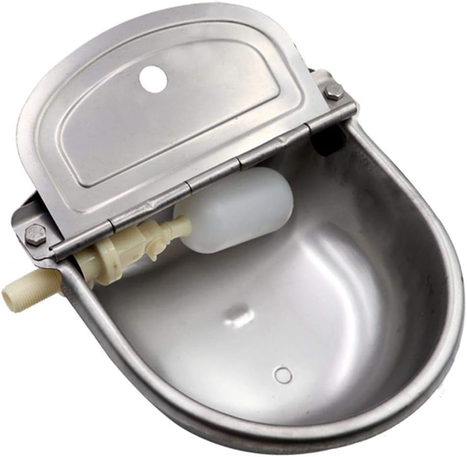 Automatic Waterer Cattle Water Bowls with Drain Hole, Stainless Steel Drinker for Sheep Goat Horse Dog Water Bowl Trough