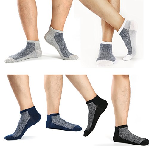 M&Z Mens Low Cut Ankle Non-slid Socks Durable Reinforced Cotton Mesh Top Fresh Ventilation Socks 8 PACK Size M:8~11 - Thumbnail 5