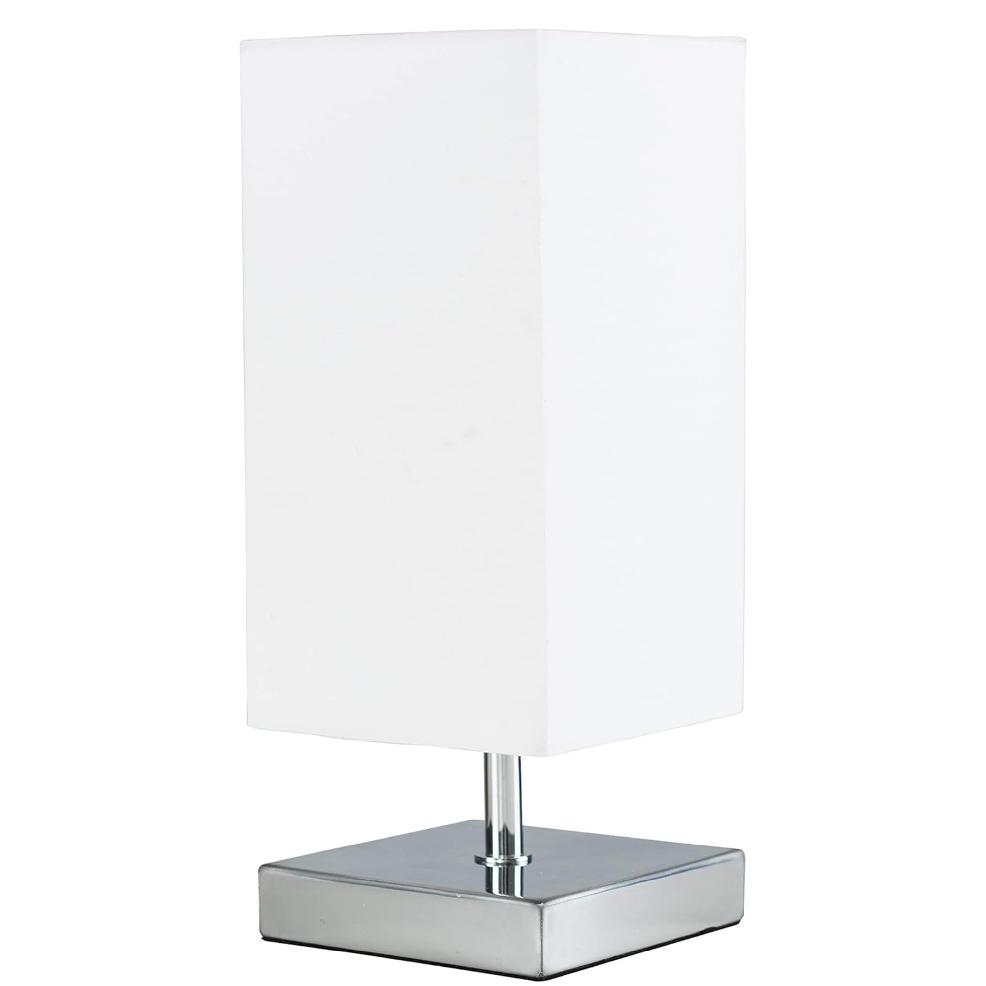 MiniSun | Modern Square Polished Chrome Touch Table Lamp with a White Shade | Table Lamps, Home Décor & Improvement Essential