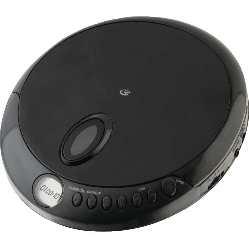 GPX PC301B Reproductor de CD portátil con auriculares estéreo y protección antideslizante (PC301B), negro, individual