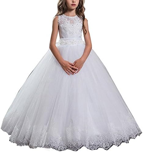 Pnehewery Lace A-line Flower Girl Long Gown Holy First Communion Dress PH011
