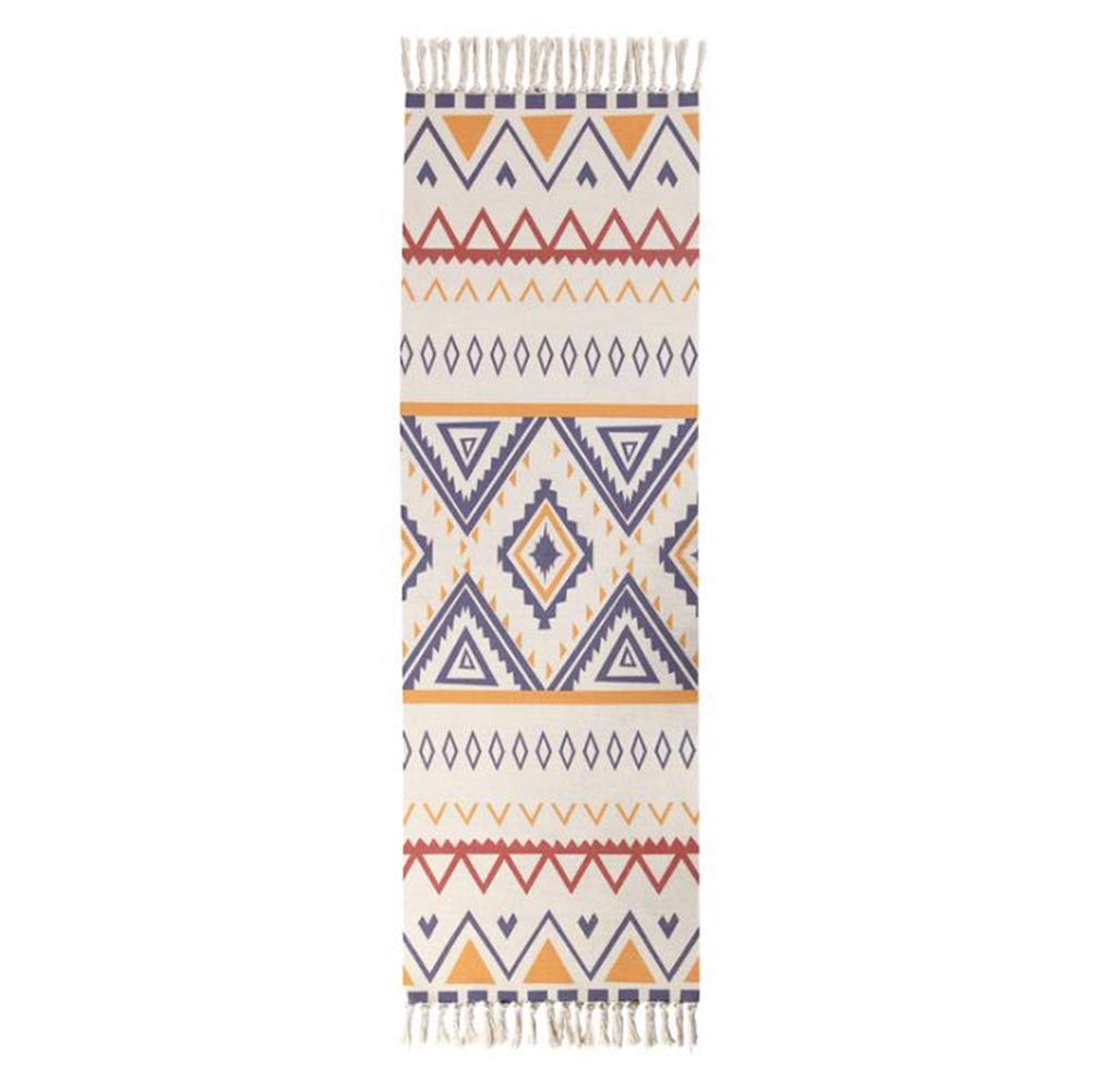 EmyTock Carpet,Vintage Cotton Area Rug,Hand Woven Print Tassels Throw Rugs Door Mat,Indoor White Area Rugs for Living Room, Bathroom, Bedroom