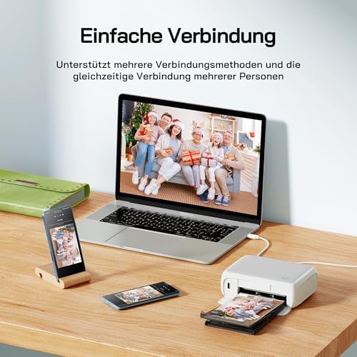 Fotodrucker, Sofortbilddrucker mit 54 Blatt (4 x 6 Zoll), unterstützt WLAN-Verbindung, kreative Fotobearbeitungs-Apps, für iOS/Android-Smartphone