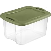 POMILER 40 Quart Clear Plastic Storage Bin with Latch Lid &amp; Comfort Grip Storage Box Organizing Container for Home, Office and Art Supplies, Stackable